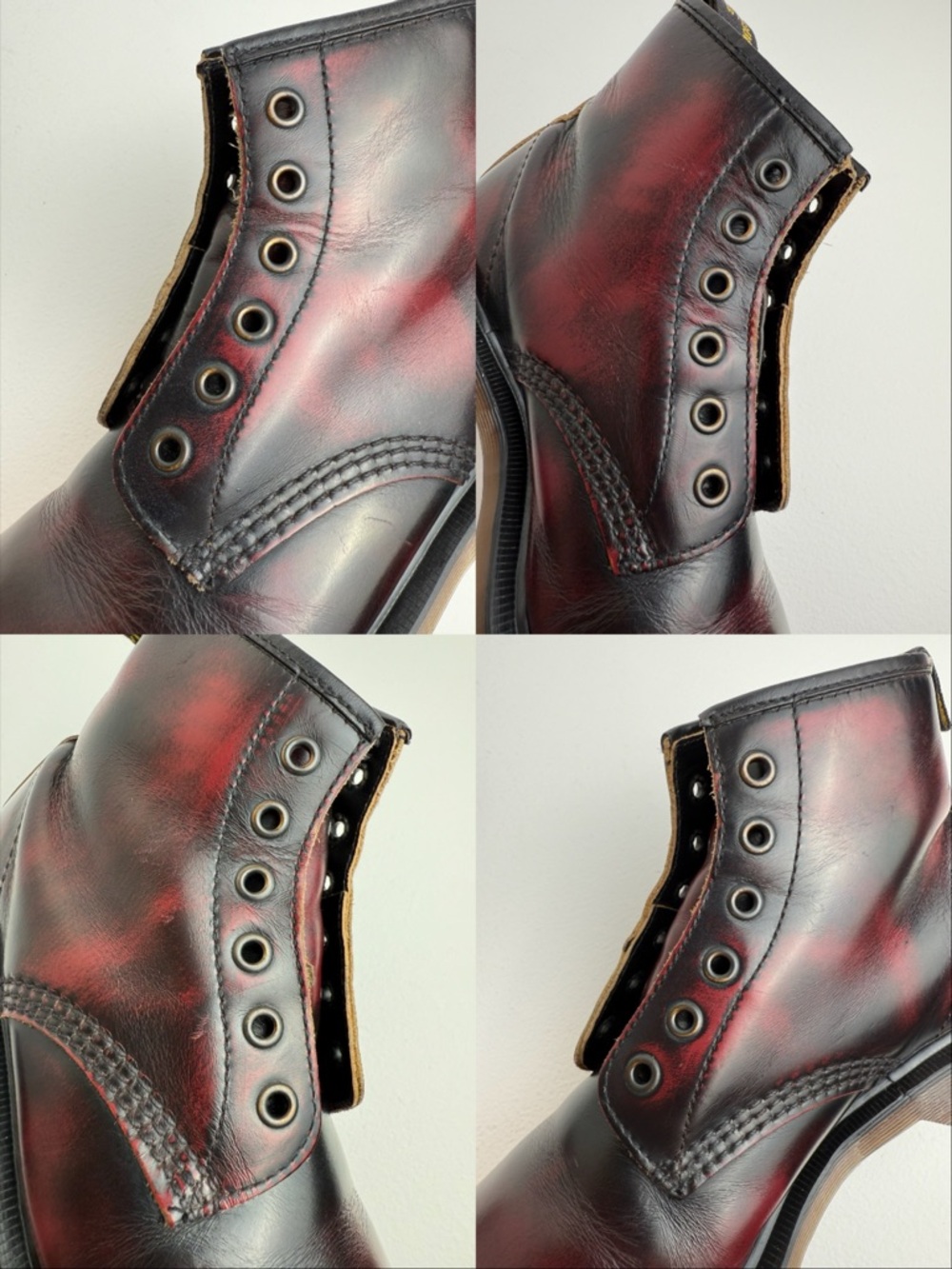 Vintage Doc Martens England Oxblood Red Black 101 MIE Rub Off Boots UK 4 - Picture 15 of 15